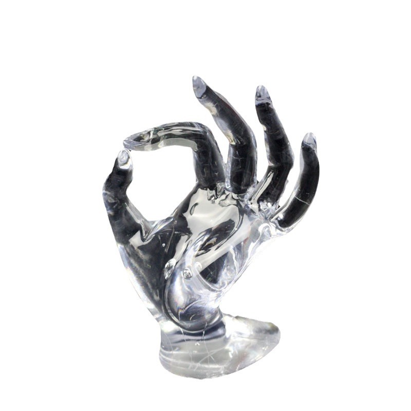 Transparent OK Hand Ring Display Rack Jewelry Store Display Rack Jewelry Rack Hand Model Props Counter Display Ornaments