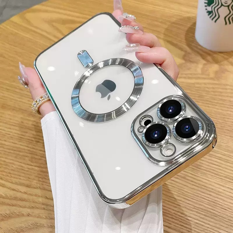 CD Pattern Magnetic Mobile Phone Case Suitable for iPhone16PROMAX Electroplated Apple 14 Transparent 13 Simple XS Protective Case