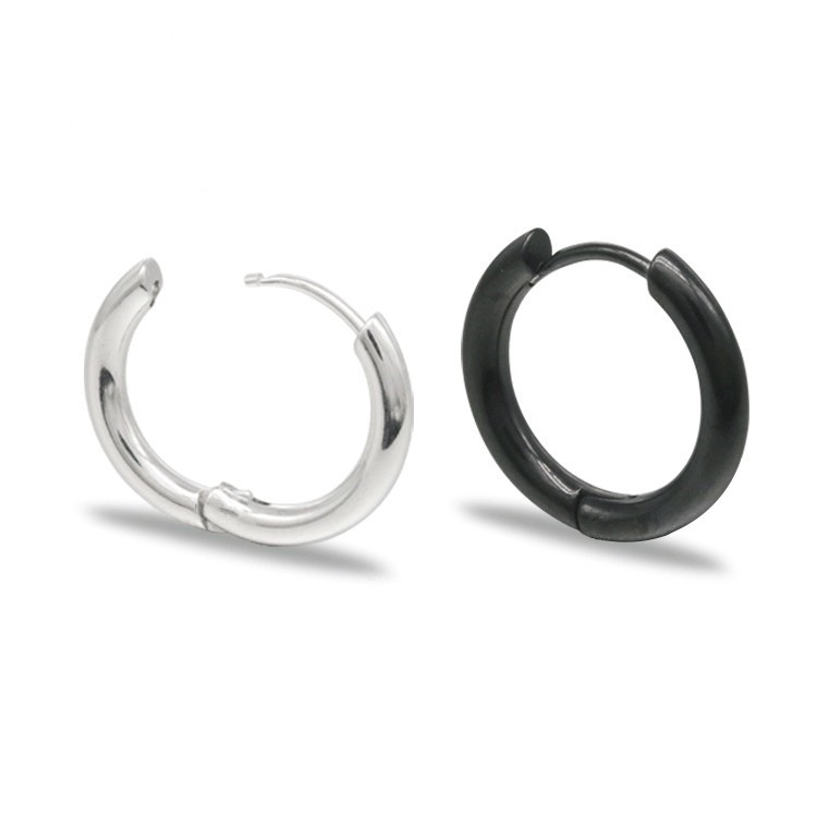 Titanium steel earrings solid circle earrings men's and women's small earrings Akri with black earrings 18K gold earrings