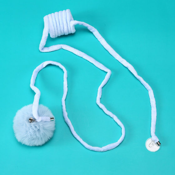 New spring rabbit fur ball cat stick retractable elastic rope cat toy self-reliving hanging cat toy