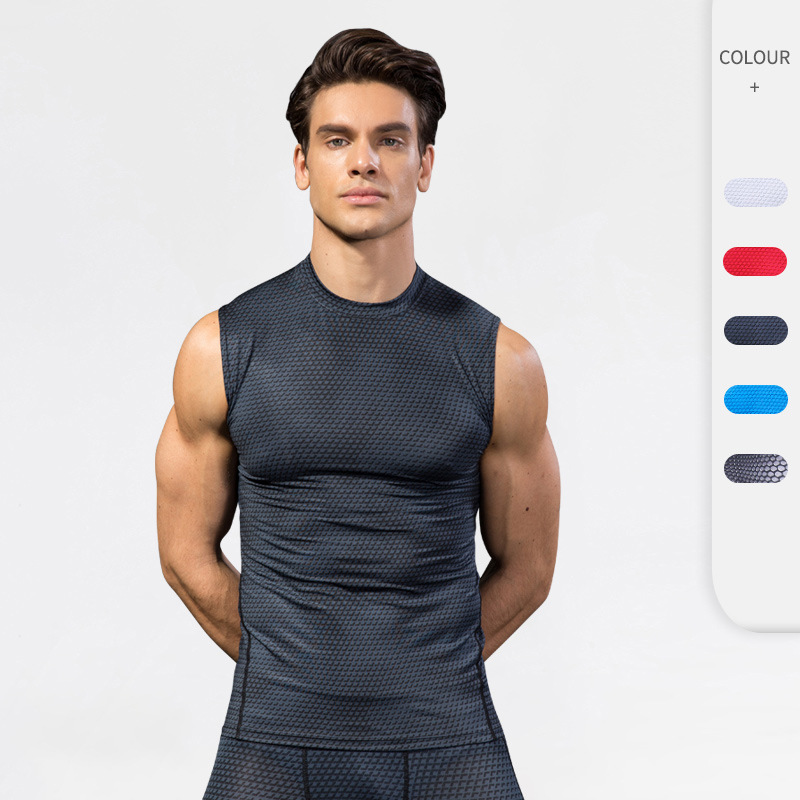 Men's 3D Printed Fitness Running Sports Vest Tight Stretch Waistcoat Quick-drying Clothes 4022