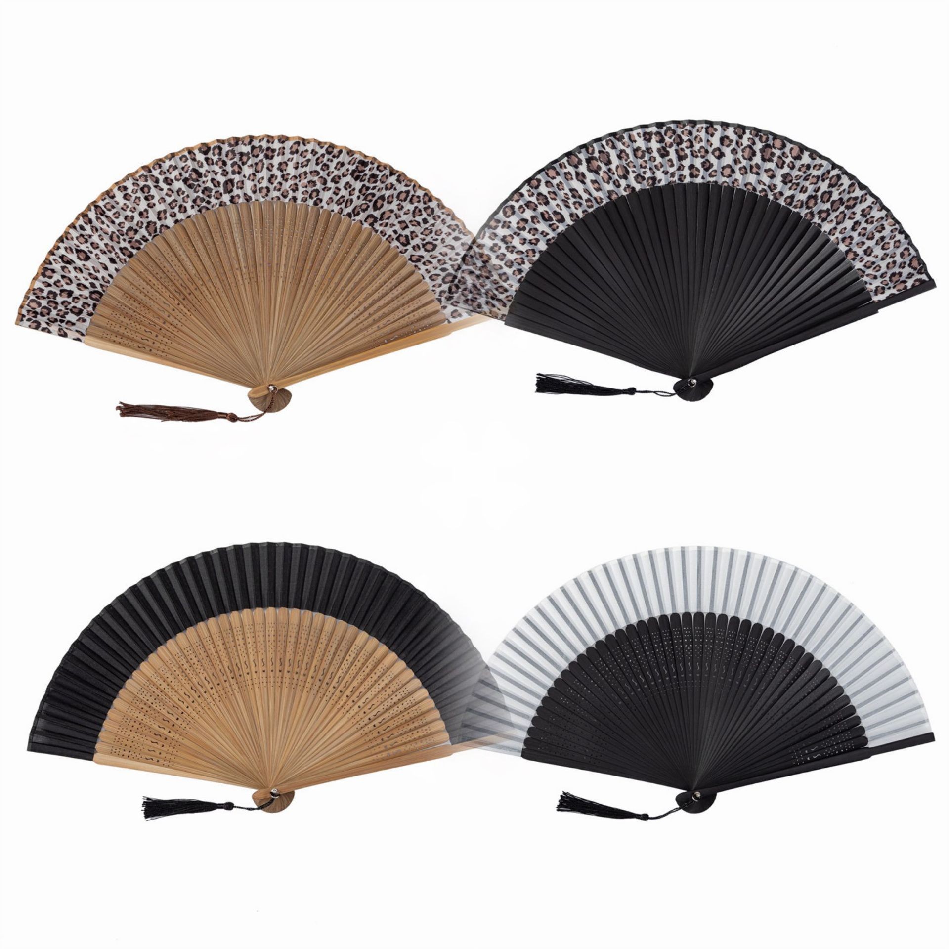 New Leopard Fan Folding Fan Chinese Style Women's Ancient Style Classical Dance Fan Craft Fan Amazon Popular Style Fan