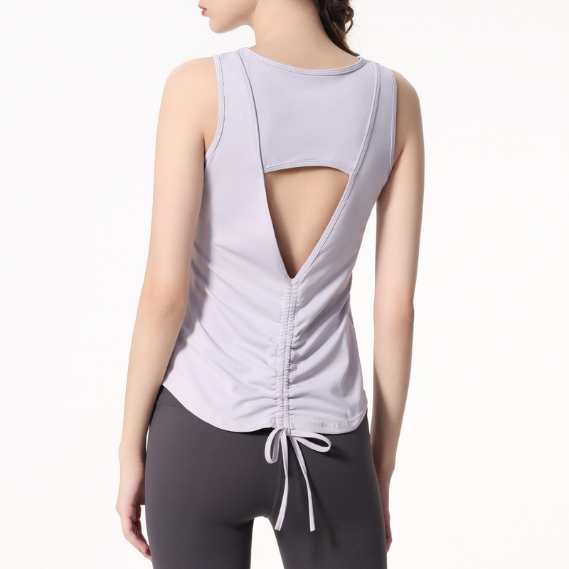 lu Summer Sports Vest Women's Loose Hip Covering Fitness Sleeveless Blouse Slimming Quick-drying T-shirt Running Training Top