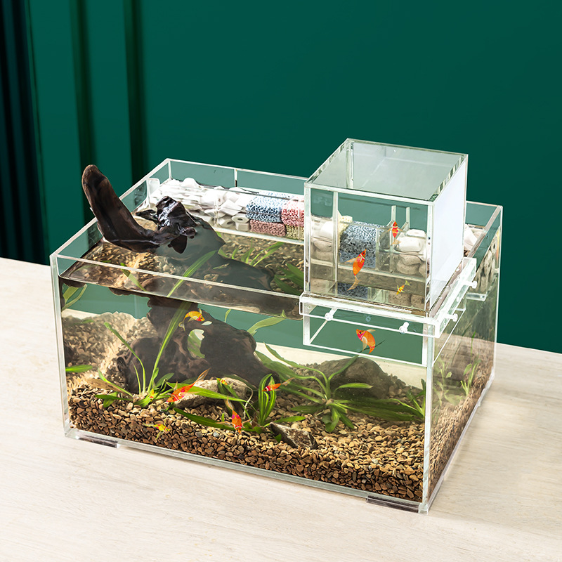 Cattle pet set negative pressure fish tank acrylic small vacuum suspension top ecological creative landscape decoration small fish tank