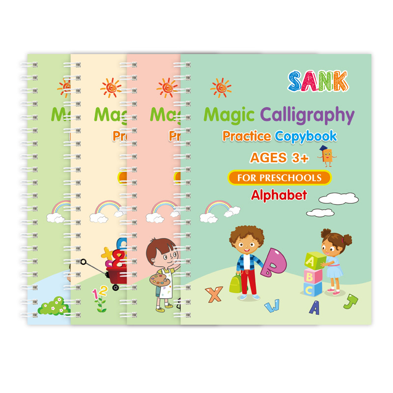 Foreign Trade Cross-border Factory Sell English Version Children's Groove Copybook Preschool Hard Pen Magic Full English Writing Post Board for Students