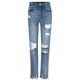 2021 Amazon wish cross-border independent station new women's tight solid color white-on denim ripped jeans