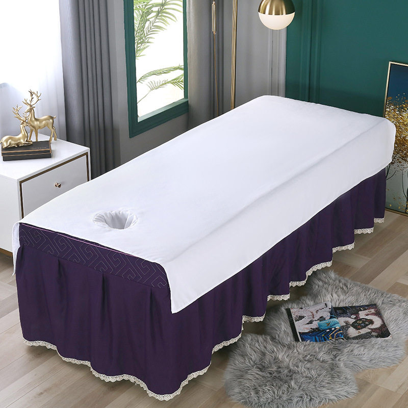 Beauty salon sheets with holes printed logo beauty physiotherapy SPA sheets washable and easy to dry massage sheets thickened wholesale