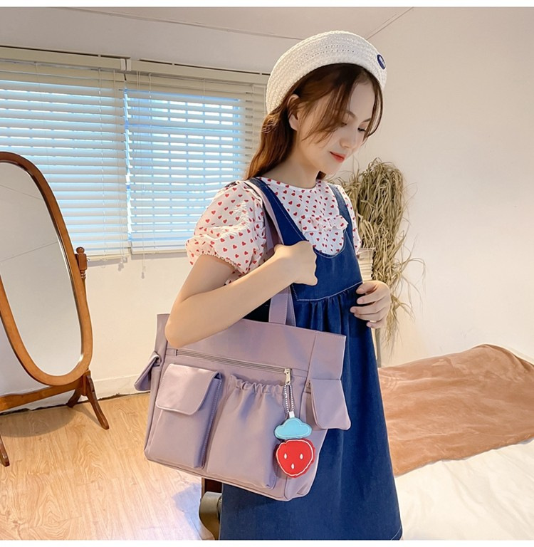 Student Tutorial Tasche Großhandel Canvas Tasche Damen Umhängetasche Japanische einfache große Kapazität Tragetasche Büchertasche Schultasche vielseitig_voghion.com