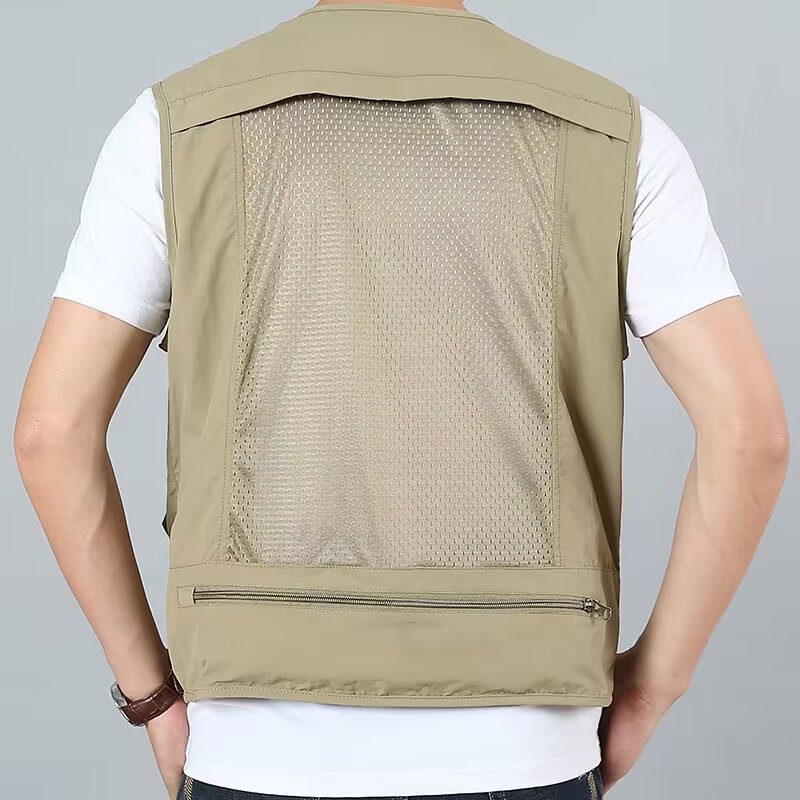 Cross-border Amazon outdoor mesh photography fishing men's vest multi-pocket vest waistcoat LOGO