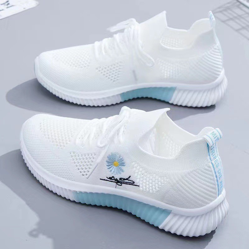 New Spring and Summer Women's Flying Woven Sneakers Fashion All-match Running Shoes Mesh Breathable Casual Female Students