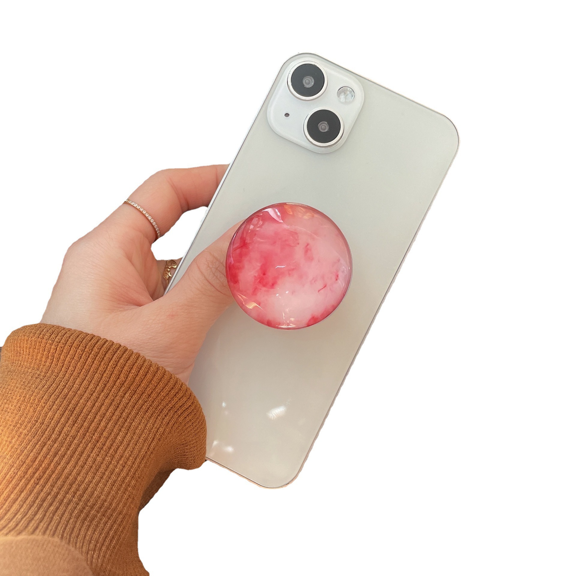 Crystal Round Agate Bracket Crystal Color Telescopic Mobile Phone Bracket Gift Jewelry Air Cushion Lazy Stand