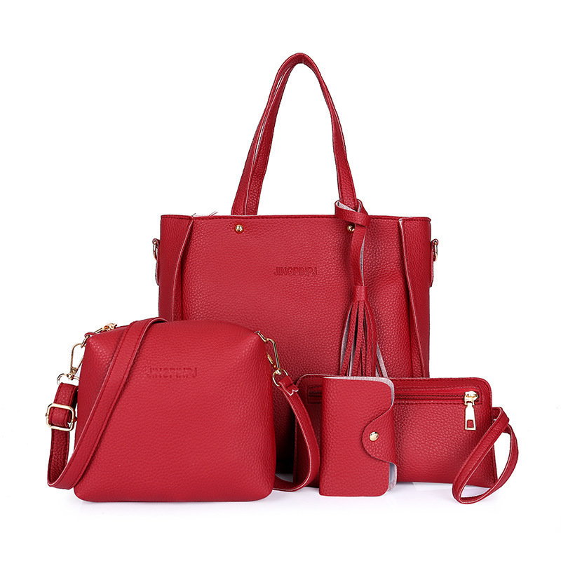 2023 Trendy Bag Four-piece New Korean Style Bucket Tassel Shoulder Bag Handbag Women's Bag Large Bag Crossbody Bag