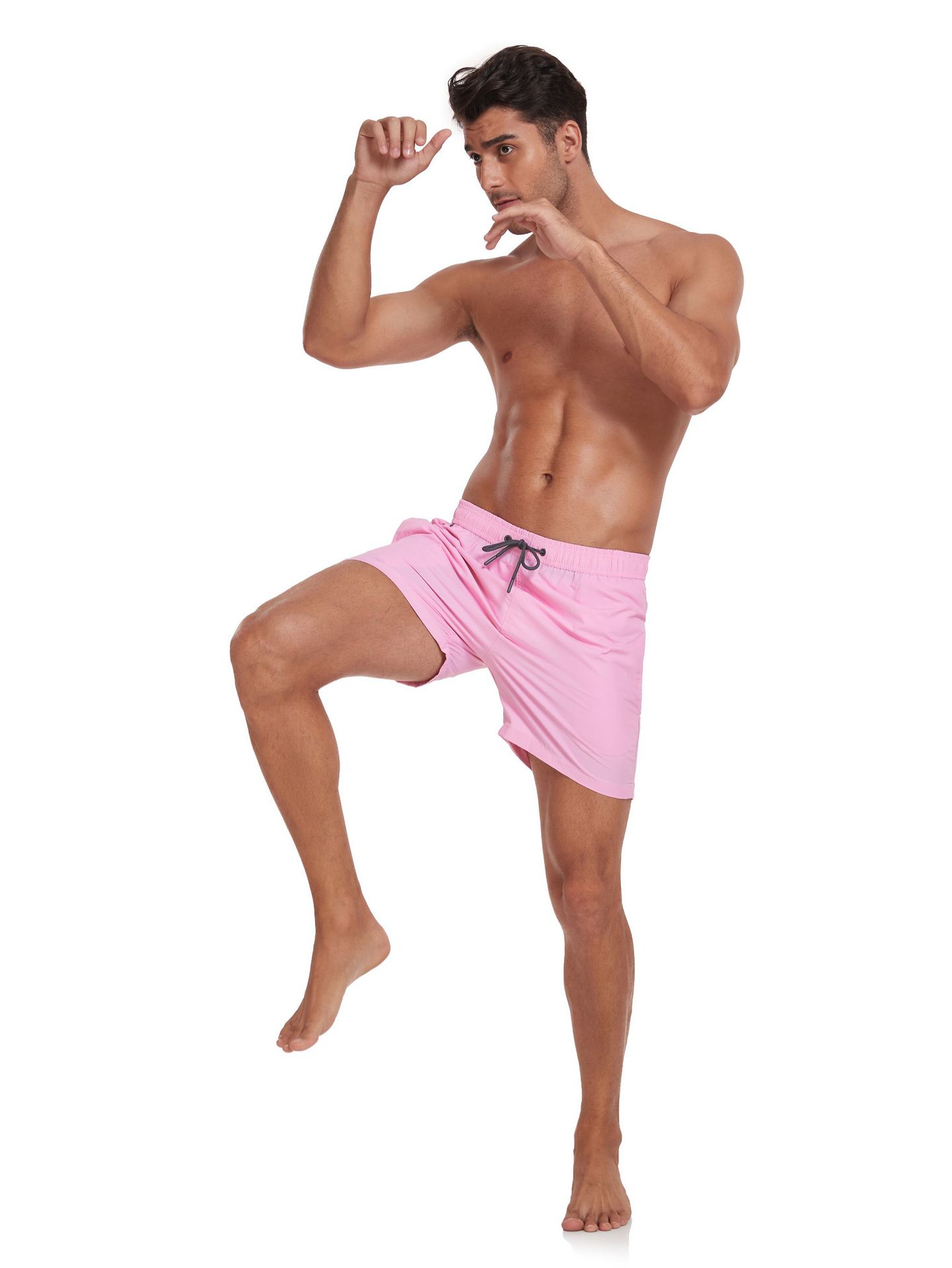Men's elasticized waistband swimsuit with mesh lining shorts quick-drying swimming trunks pocket beach shorts