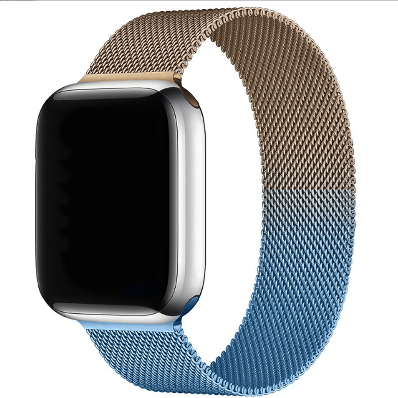 適用蘋果手錶米蘭錶帶apple watch7代不鏽鋼米蘭尼斯磁吸錶帶