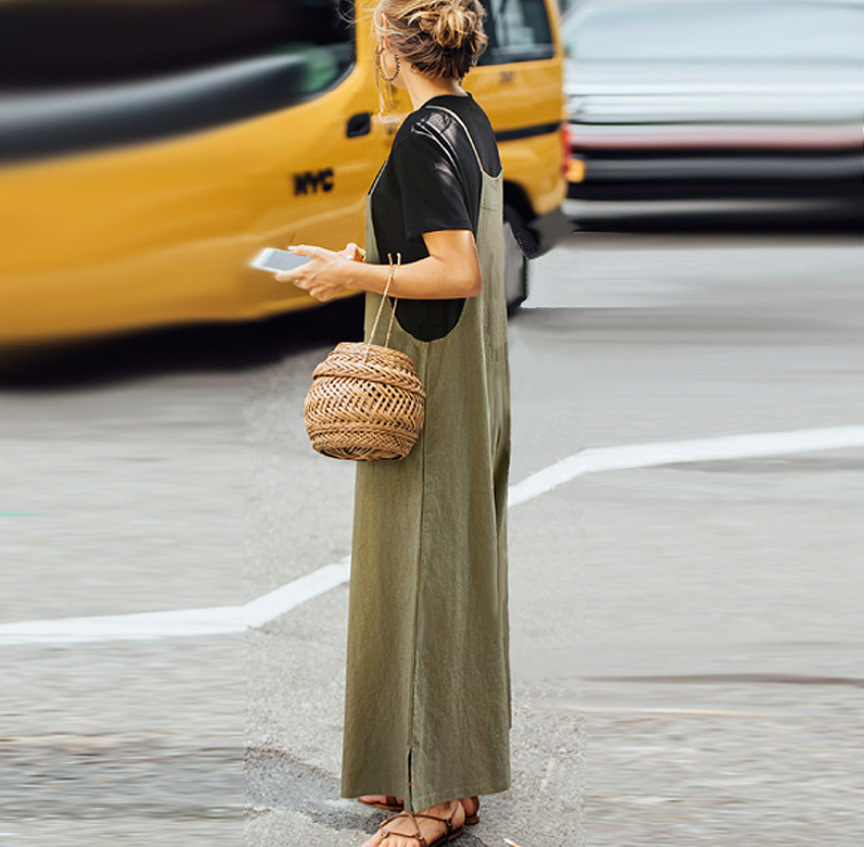 EBAY Hot Selling Foreign Trade European and American Women's Loose Wide Leg Pants Casual Jumpsuit