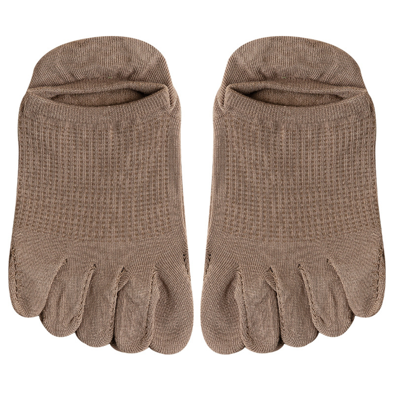 Five-finger socks men's spring and summer cotton thin mesh breathable solid color casual shallow mouth invisible non-slip wholesale