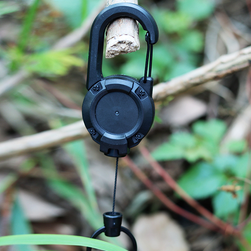 Backpack Steel Wire Rope Luya Telescopic Buckle Outdoor Fishing Accessories Anti-Lost Hand Rope Easy Pull Buckle Backpack Key Hanging Buckle