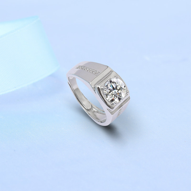 跨境热卖热销韩式时尚男士莫桑戒指开口指环一件代发饰品工厂批发