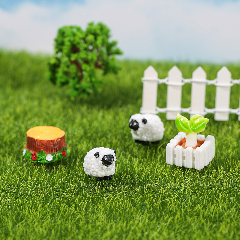 Creative Ornaments White Fence Micro Landscape Ornaments Cute Chicken Fleshy Gardening Landscaping Ornaments Sheep