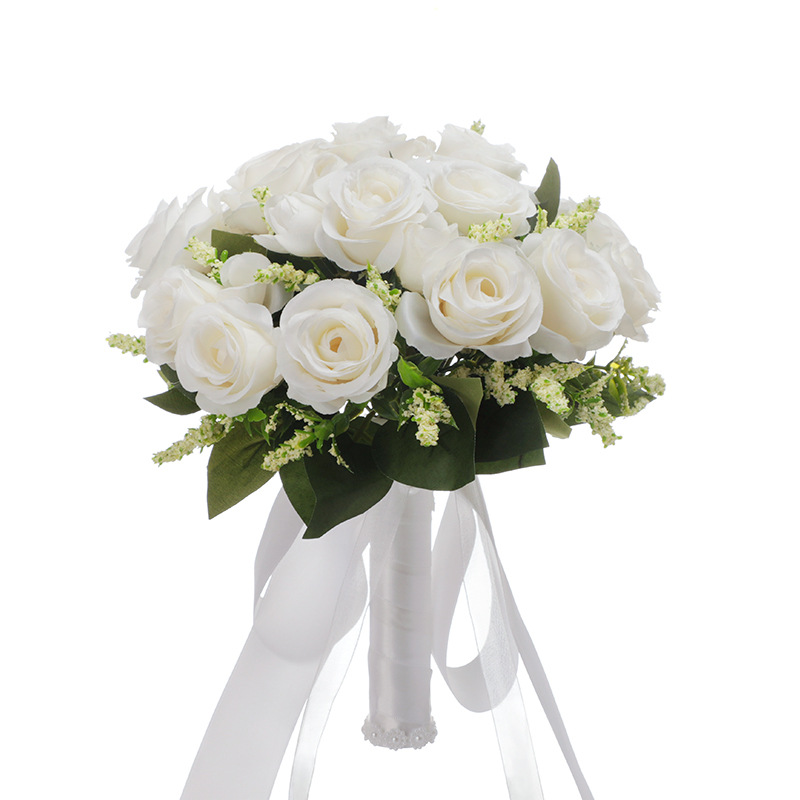 Artificial champagne rose bridal bouquet wedding bridal hands take small bunches wedding shooting bouquets