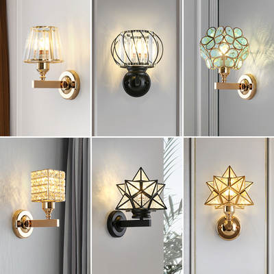 Light Luxury Crystal Wall Lamp Bedroom Living Room Background Wall Lamp Nordic Staircase Corridor Aisle Creative Hotel Bedside Lamps