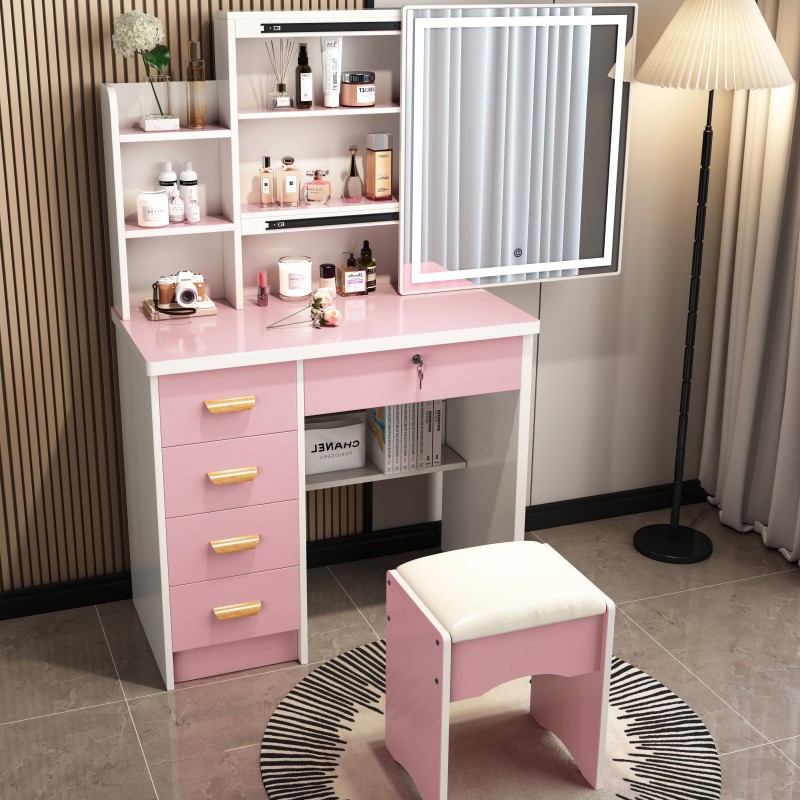 梳妆台小型化妆桌简约经济型卧室小户型带灯化妆柜外贸跨境家具