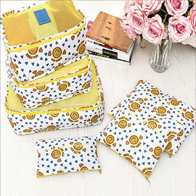 Travel storage bag 6-Piece Luggage bag set travel clothing storage finishing bag flower cloth series storage six-piece set