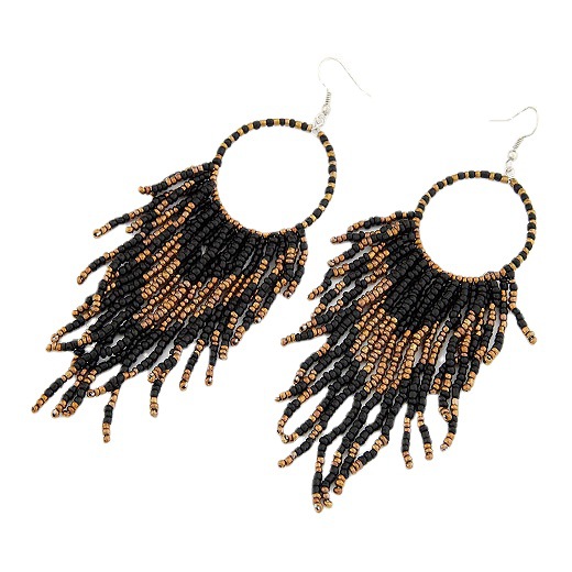 Rice Beads European and American Korean Fashion Bohemian Style Beaded Elegant Tassel Pendant Earrings Ear Jewelry