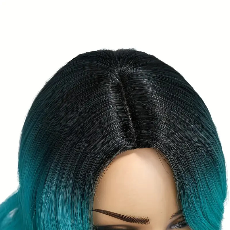 wig female gradient color partial big wave long curly hair natural fluffy holiday party_voghion.com