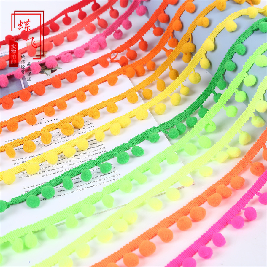 1cm right angle small wool ball lace straight feet wool ball lace clothing accessories 35 color