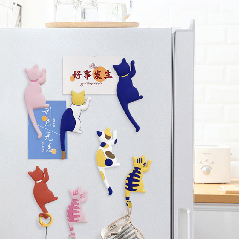 New cross-border cute cat tail refrigerator sticker hook seamless refrigerator sticker clothes hook storage home supplies decoration