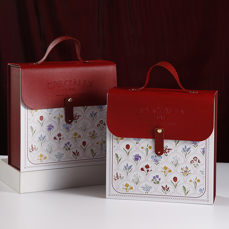 Wedding Candy Box Wedding Accompanying Gift Box Flower Fresh Leather Engagement Gift Box Jewelry Gift Packaging Box