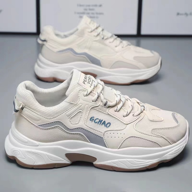 Men's Shoes summer breathable mesh sports casual running shoes men's middle school students all-match height increasing white Daddy Fashion Shoes