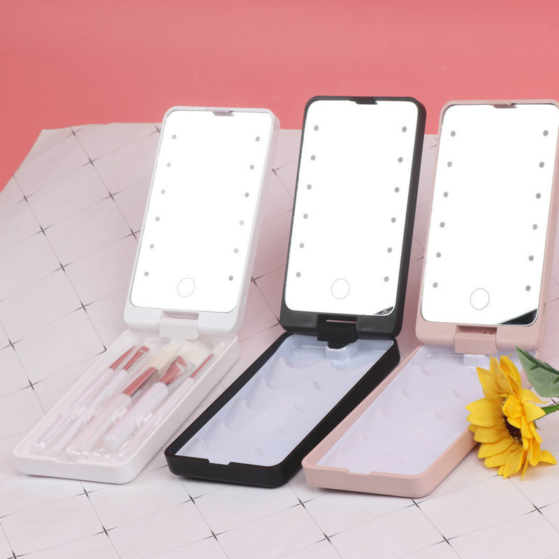 Led Makeup Mirror with Brush Foldable Rotating Beauty Makeup Dressing Mirror Light Storage Travel Makeup Mirror with Light Mirror