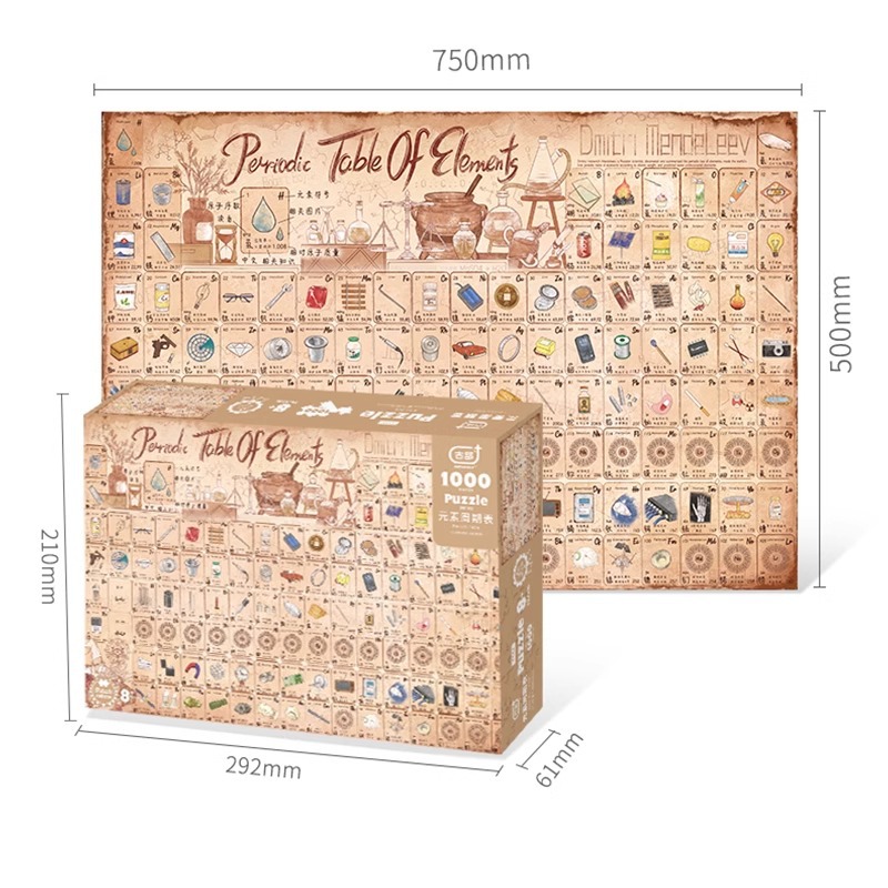 National Tide Jigsaw Puzzle 1000 Pieces Adult Edition Decompression Periodic Table of Elements Jigsaw Puzzle Building Blocks Tide Toys Over 12 Years Old