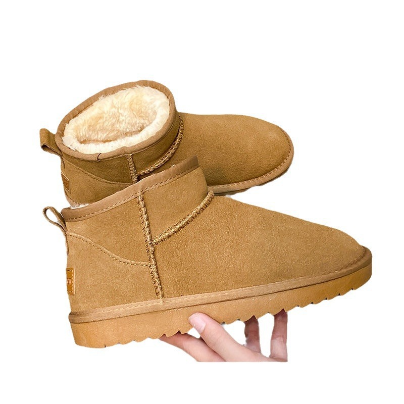 Winter short boots non-slip snow boots women's flat cotton boots fleece-lined padded warm low cotton shoes a generation of hair