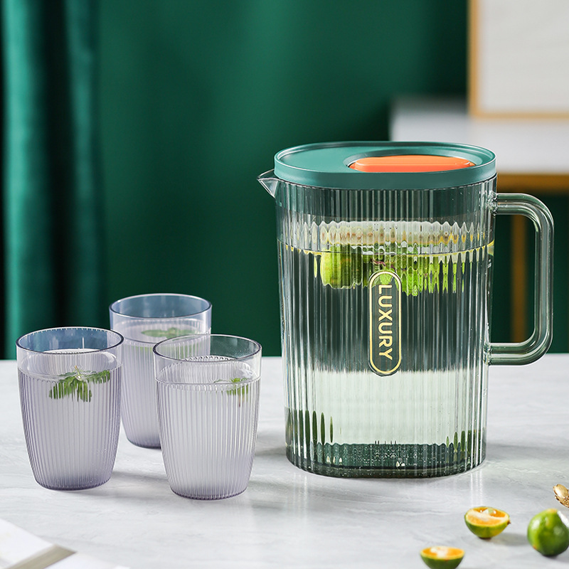 High color value AS high temperature resistant cold water bottle light luxury juice pot household cold water bottle with lid cold white open water Cup suit