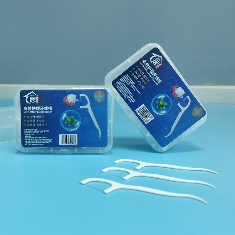 Polymer independent packaging dental floss bow-shaped dental floss stick boxed disposable ultra-fine dental floss family pack toothpick
