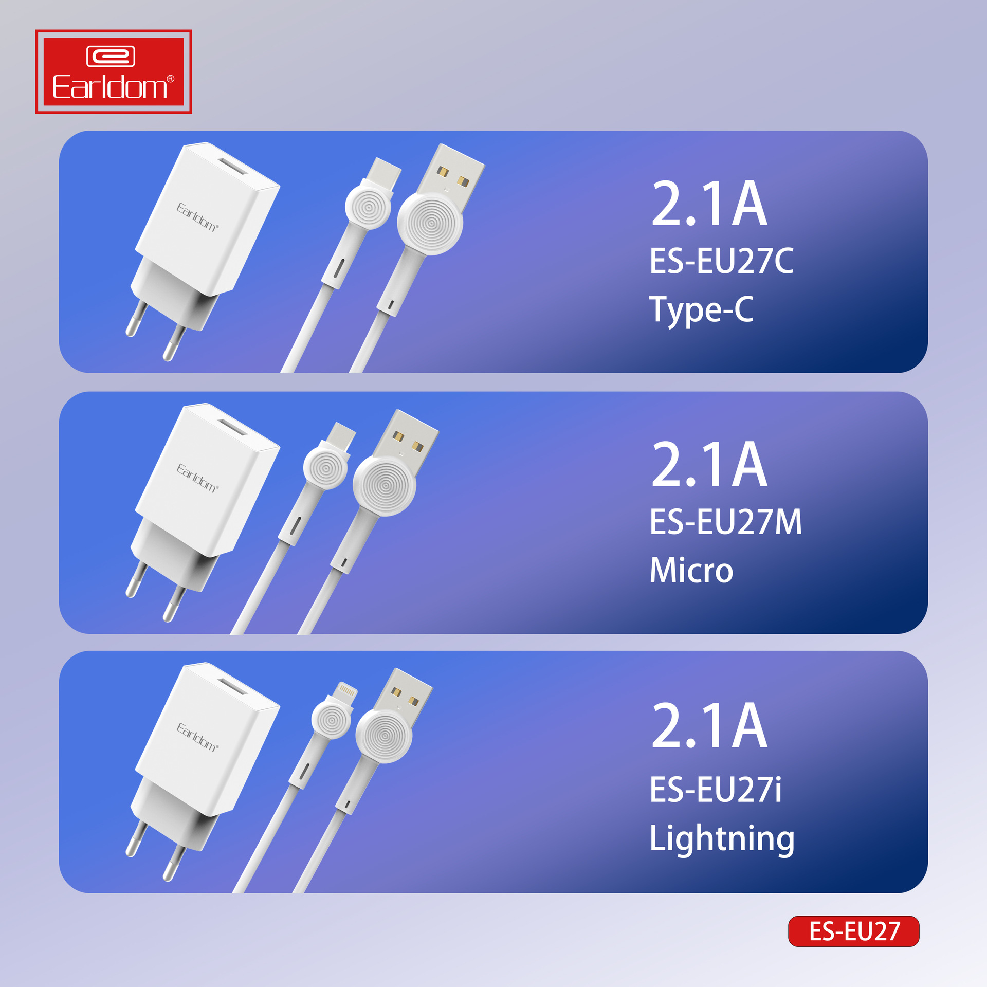 Single-Port European travel charger 2.1A charger is suitable for charging head USB ipad tablet computer Universal Fast