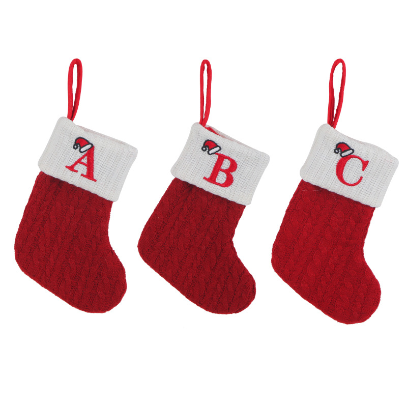 2023 spot foreign trade exquisite Christmas socks wool knitted Christmas socks letter socks Christmas pendant gift bag wholesale
