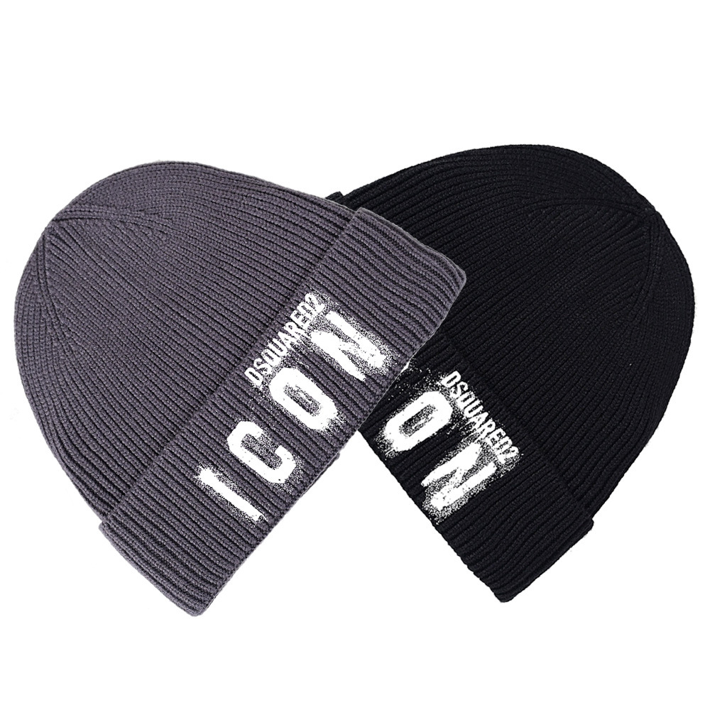 Cross-border supply DSQ2 cold-proof black hat men's autumn and winter knitted hat winter warm tide hat cold hat wool hat