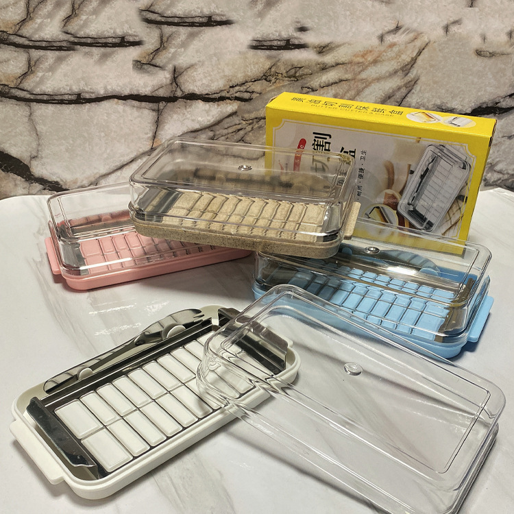 Japanese-style butter box with knife food preservation box cheese refrigerator box cheese butter preservation box slicer storage box