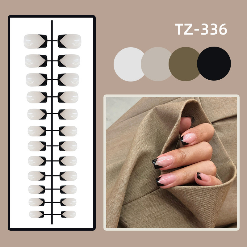 [Article] French simple European and American bright nail patch fake nail finished product 24 wear nail tools nail