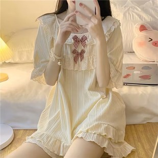 Pajamas Women's Summer 2023 New Princess Style Bow Two-piece Summer Short-sleeved Shorts Loose Home Clothes