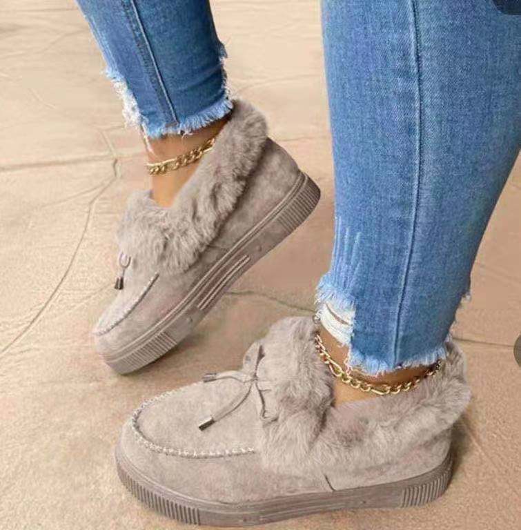 Loafers women's 2021wish Amazon winter New Round toe fleece-lined thick warm cotton-padded shoes thick-soled snow boots