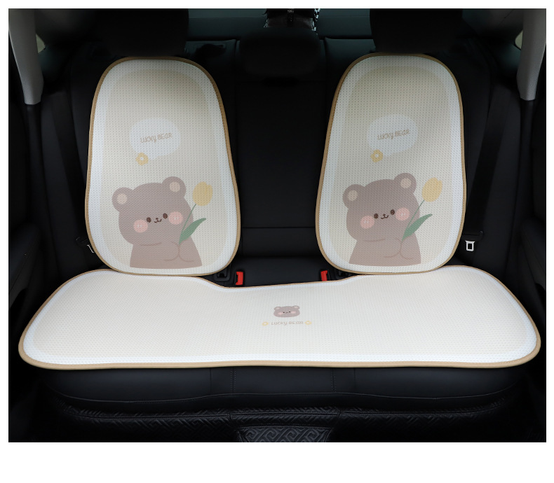 Cuscino per seggiolino auto Tulip Bunny quattro stagioni universale estivo fresco cuscino per seggiolino auto traspirante cuscino per seggiolino auto in seta di ghiaccio cartone animato_voghion.com