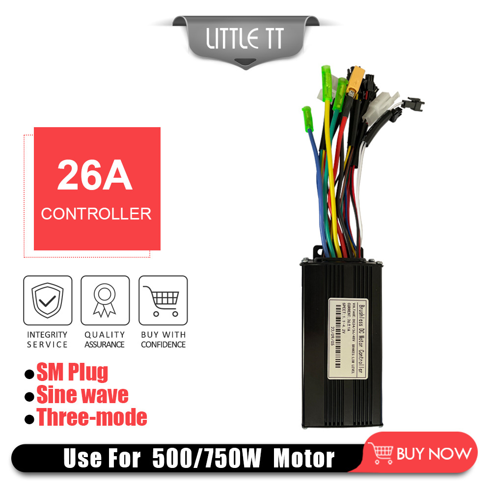 Bicycle lithium battery modified electric scooter accessories 24V36V48V-26A sine wave three-mode controller