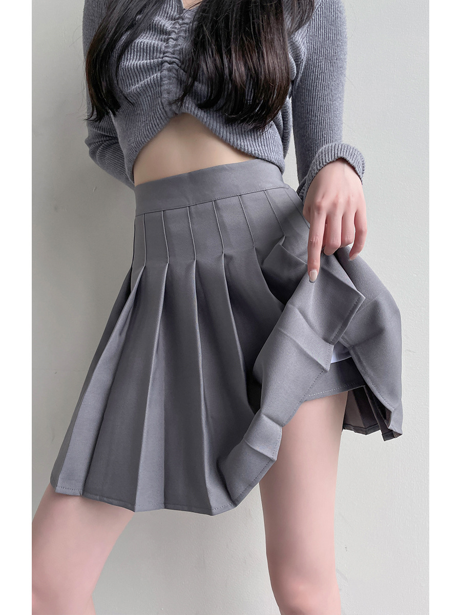 Pleated Skirt Women's High Waist Spring and Summer 2025 New Slimming Skirt Draped JK Skirt Academic Style light gray A- Line Skirt