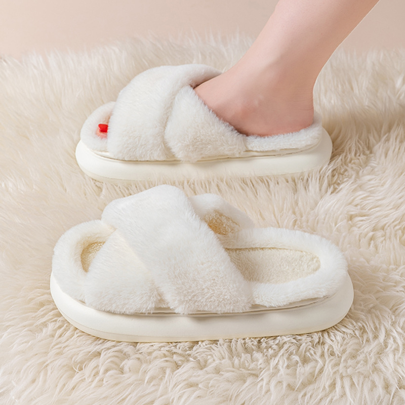 Mao Mao slippers women's autumn and winter wear non-slip indoor thick bottom home furry moon cotton slippers open winter