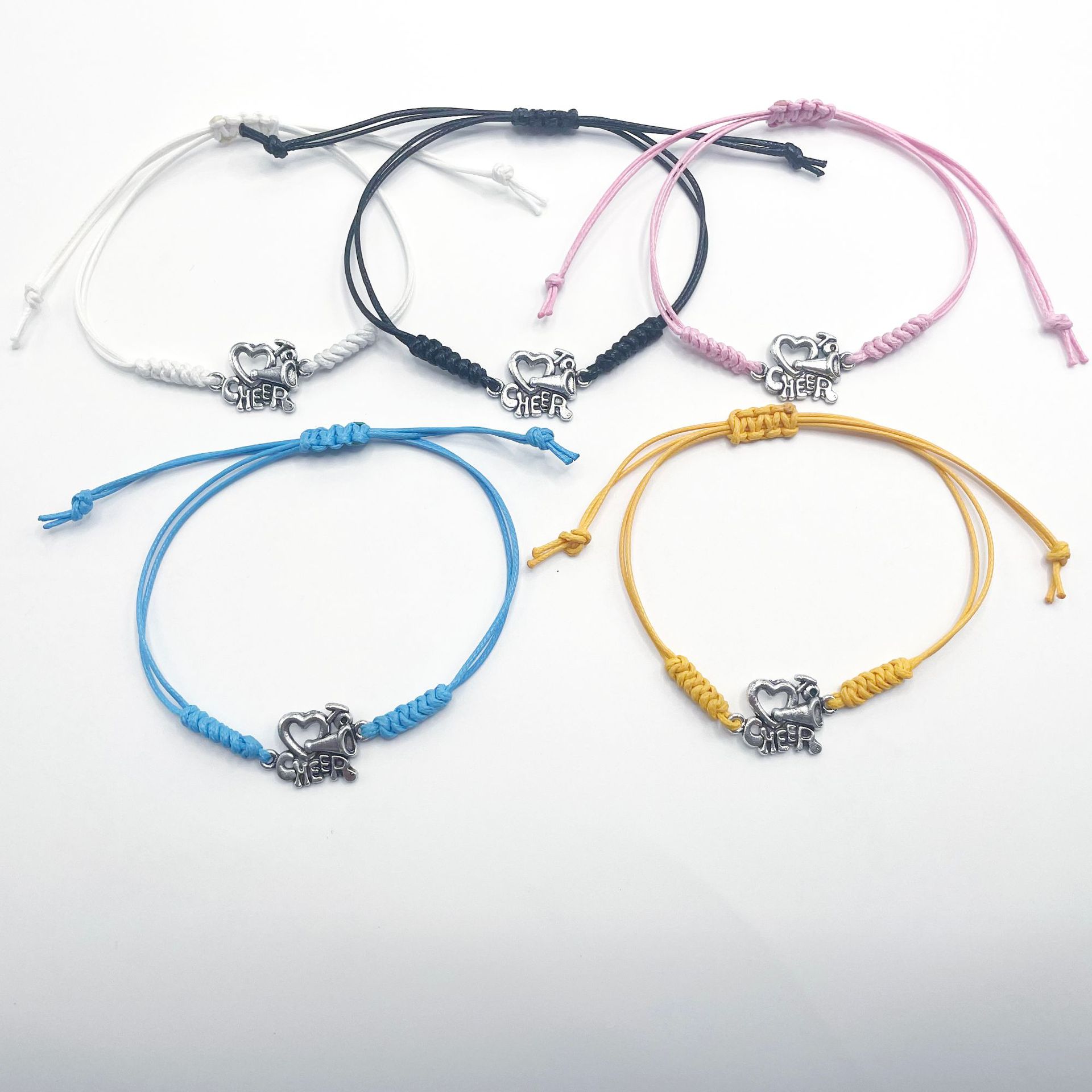 New cross-border hot-selling hand rope cheers cheerleaders hand-woven adjustable bracelet multi-color bracelet